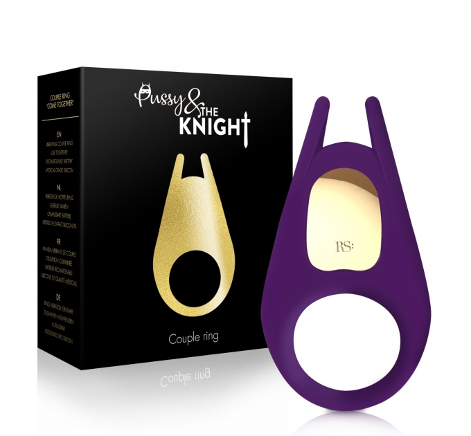 Эрекционное виброкольцо Rianne S: The Pussy & The Knight Couple Ring, 10 режимов работы, мед силикон