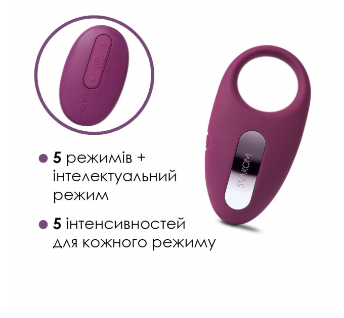 Эрекционное кольцо с вибрацией и пультом ДУ Svakom Winni Violet