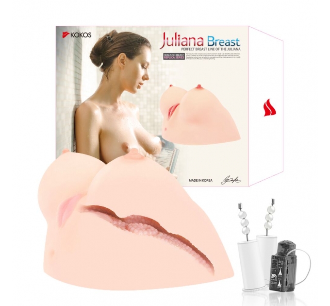 Мастурбатор Kokos Juilana Breast 2WayPlus с вибрацией и массажем