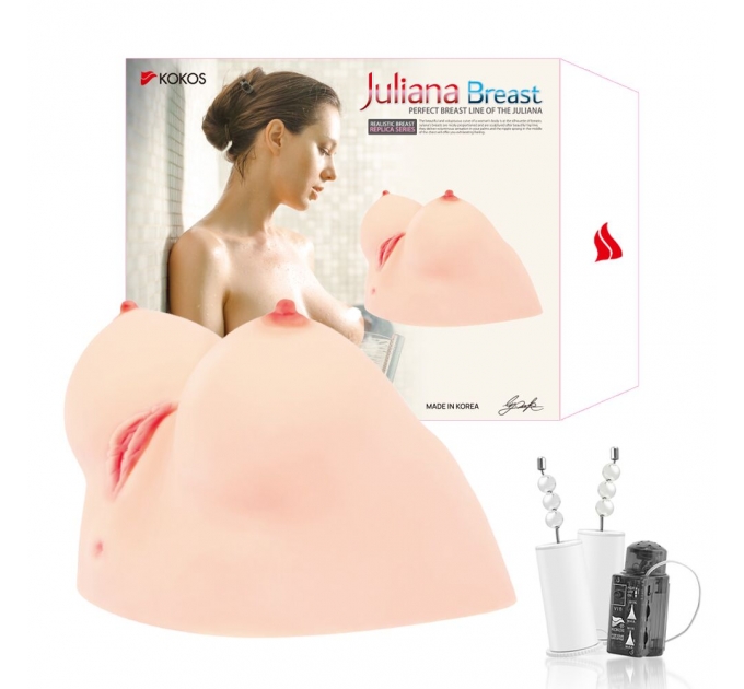 Мастурбатор Kokos Juilana Breast 2WayPlus с вибрацией и массажем