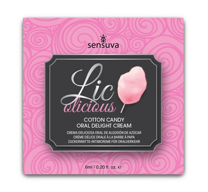 Пробник геля для минета Sensuva Lic-o-licious Cotton Candy (6 мл), маслянистый, без сахара