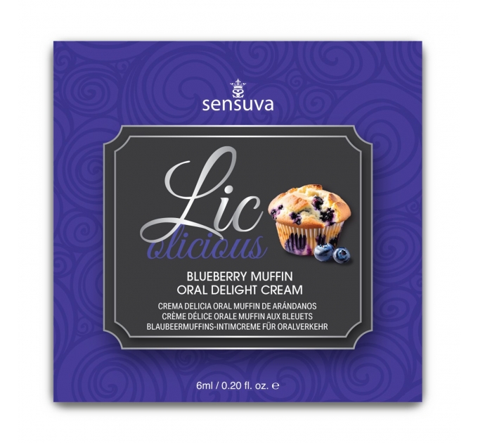 Пробник геля для минета Sensuva Lic-o-licious Blueberry Muffin (6 мл), маслянистый, без сахара