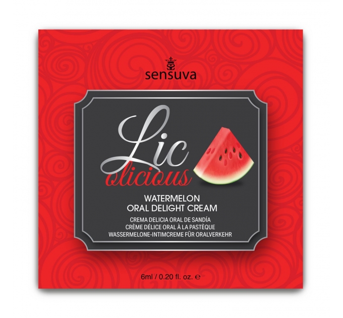 Пробник геля для минета Sensuva Lic-o-licious Watermelon (6 мл), маслянистый, без сахара