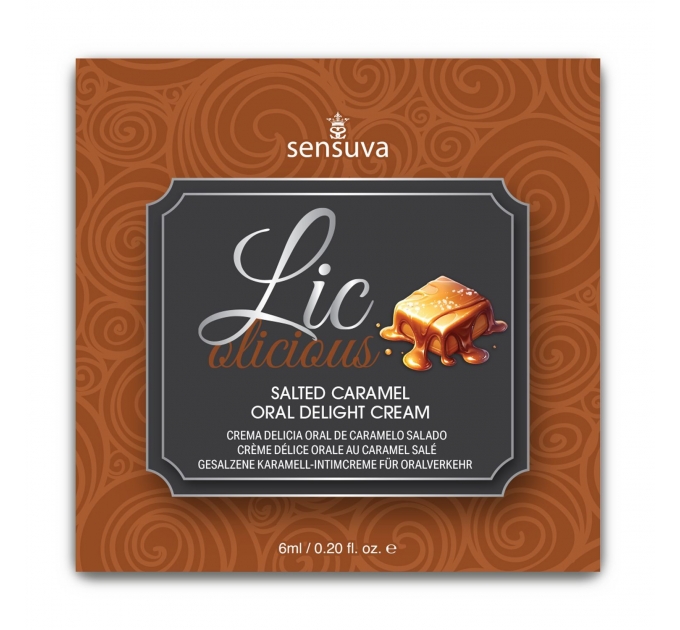 Пробник геля для минета Sensuva Lic-o-licious Salted Caramel (6 мл), маслянистый, без сахара