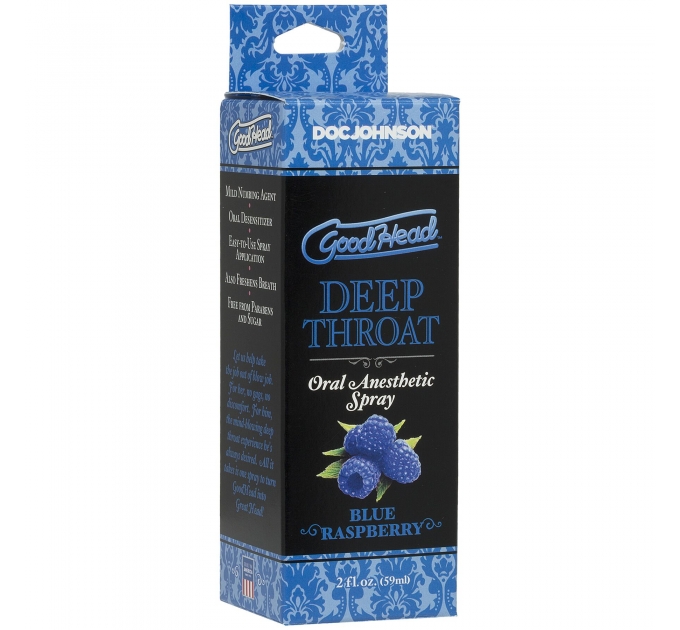 Спрей для минета Doc Johnson GoodHead DeepThroat Spray – Blue Raspberry 59 мл для глубокого минета