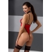 Боди с высоким вырезом бедра AKITA BODY red S/M - Passion Exclusive