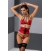 Комплект белья AKITA SET red S/M - Passion Exclusive: широкий пояс, лиф, стринги