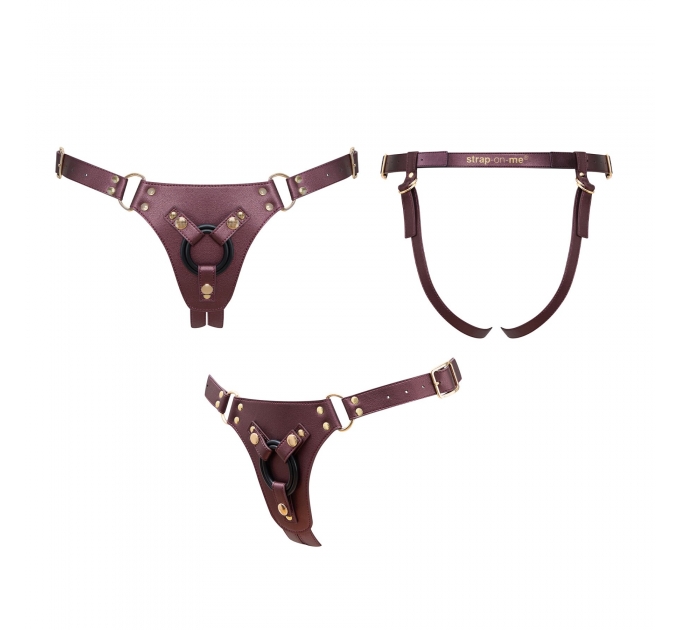 Трусики для страпона Strap-On-Me Leatherette Harness Generous - One Size - Aubergine