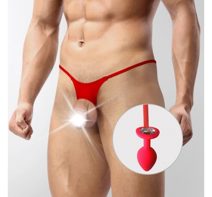 Мужские трусы XS-2XL с силиконовой анальной пробкой Art of Sex - Joni plug panties size L Red