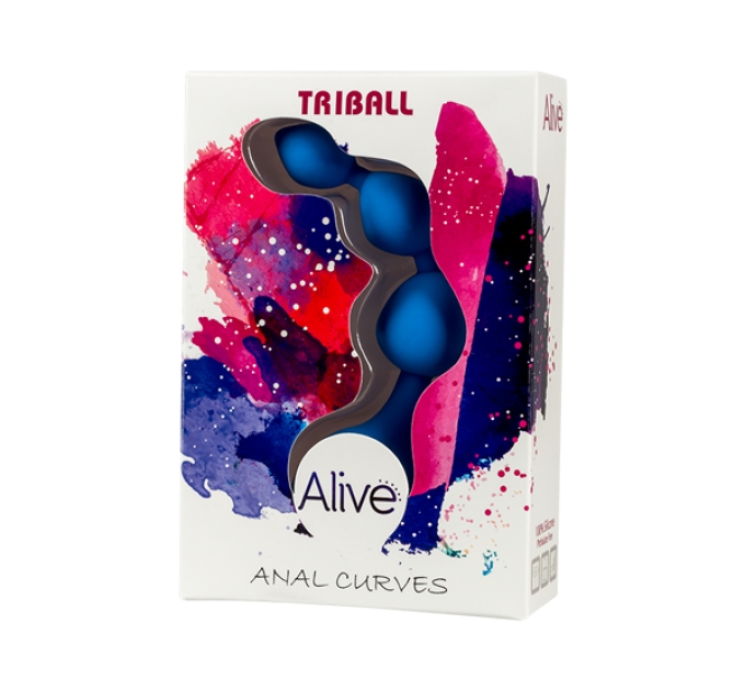 Анальные шарики Alive Triball Blue, силикон, макс. диаметр 2см