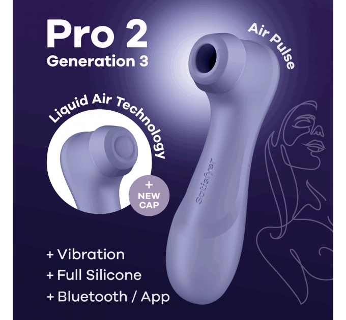 Вакуумный клиторальный стимулятор Satisfyer Pro 2 Generation 3 with Liquid Air Connect App Lilac