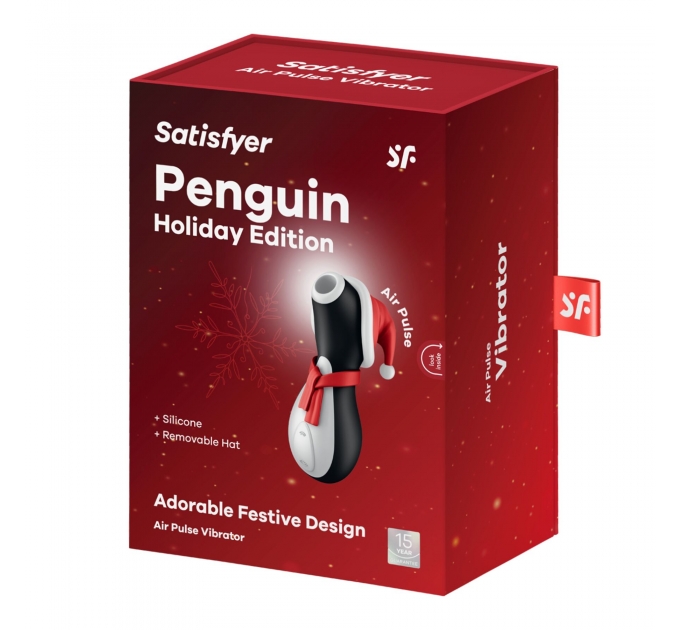 Вакуумный клиторальный стимулятор Satisfyer Penguin Holiday Edition, в шапочке и шарфе