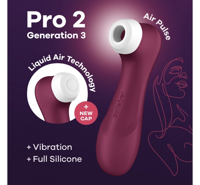 Вакуумный клиторальный стимулятор Satisfyer Pro 2 Generation 3 with Liquid Air Wine Red