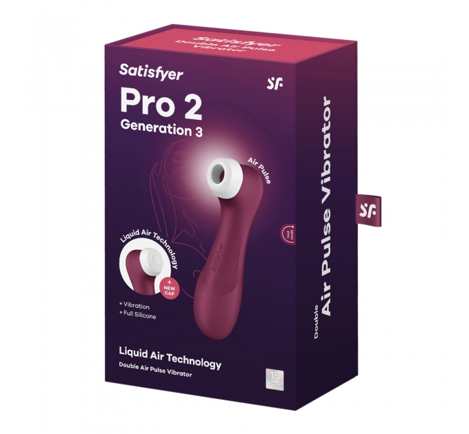 Вакуумный клиторальный стимулятор Satisfyer Pro 2 Generation 3 with Liquid Air Wine Red