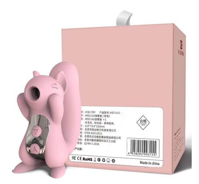 Вакуумный стимулятор с вибрацией KisToy Miss UU Pink, игрушка 2-в-1