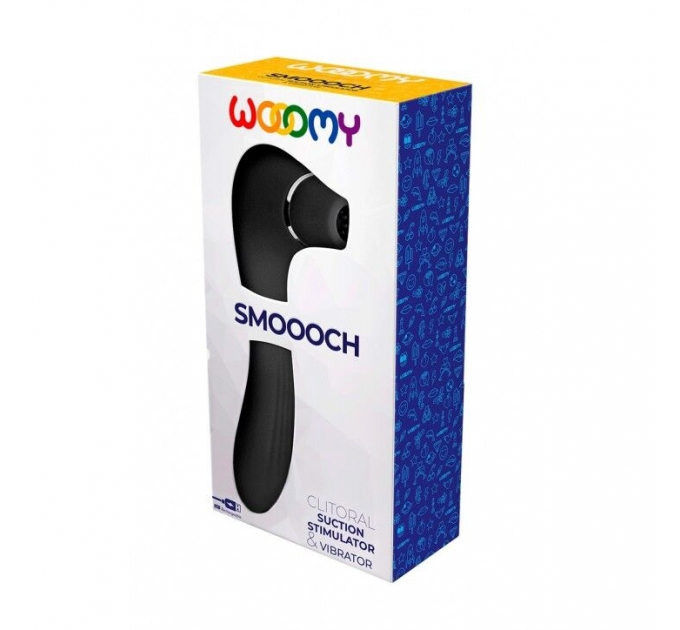 Вакуумный стимулятор с вибрацией Wooomy Smoooch Black Clitoral Suction & Vibration