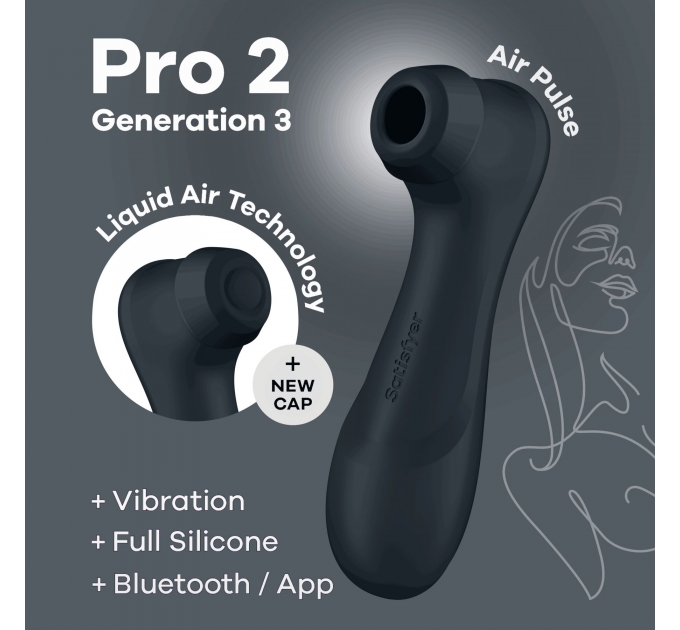 Вакуумный клиторальный стимулятор Satisfyer Pro 2 Generation 3 with Liquid Air Connect App Dark Grey