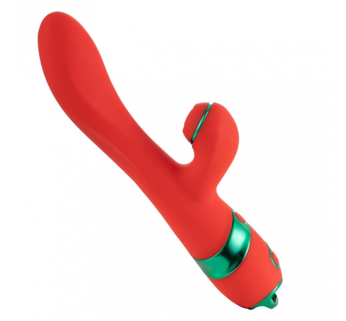 Вибратор-кролик с флоггером LOCKINK SEVANDA Whip Vibrating Massage Wand - Red & Green