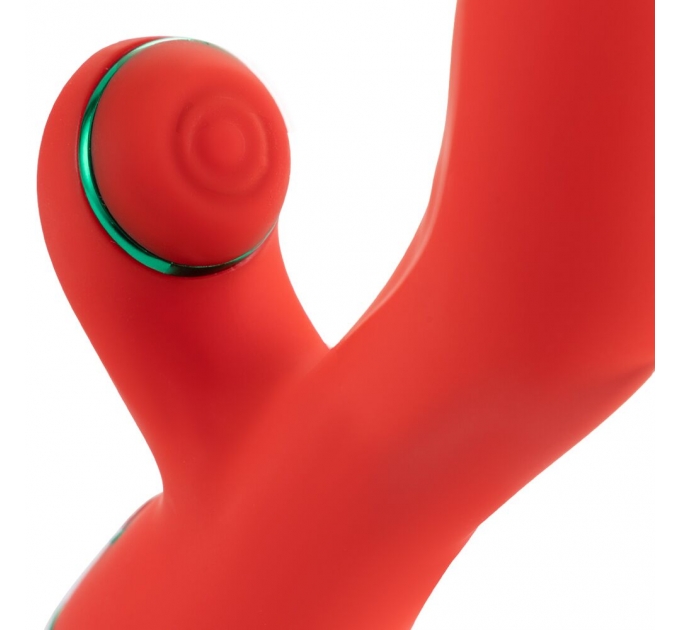 Вибратор-кролик с флоггером LOCKINK SEVANDA Whip Vibrating Massage Wand - Red & Green