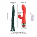 Вибратор-кролик с флоггером LOCKINK SEVANDA Whip Vibrating Massage Wand - Red & Green