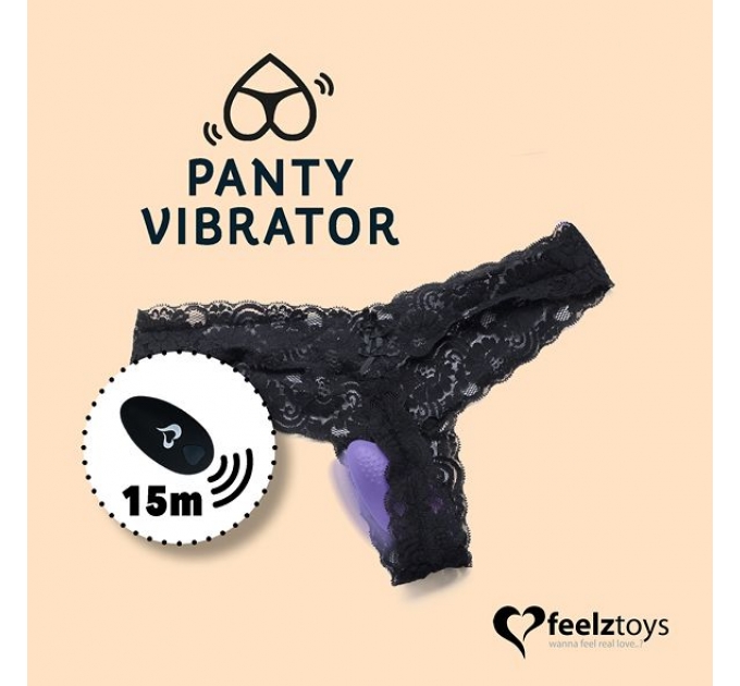 Вибратор в трусики FeelzToys Panty Vibrator Black с пультом ДУ, 6 режимов работы, сумочка-чехол