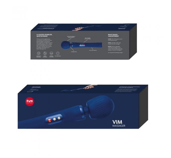 Вибромассажер Fun Factory VIM Vibrating Wand midnight blue, супермощный и легкий, до 6 часов работы