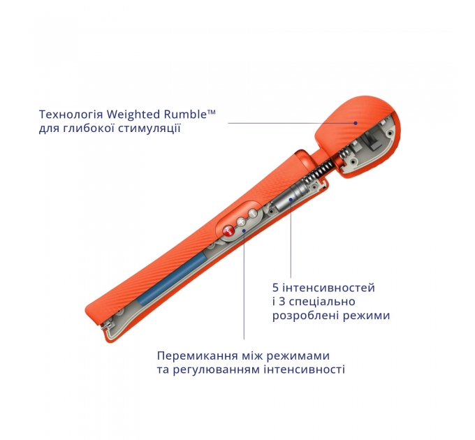 Вибромассажер Fun Factory VIM Vibrating Wand sunrise orange, супермощный и легкий, до 6 часов работы