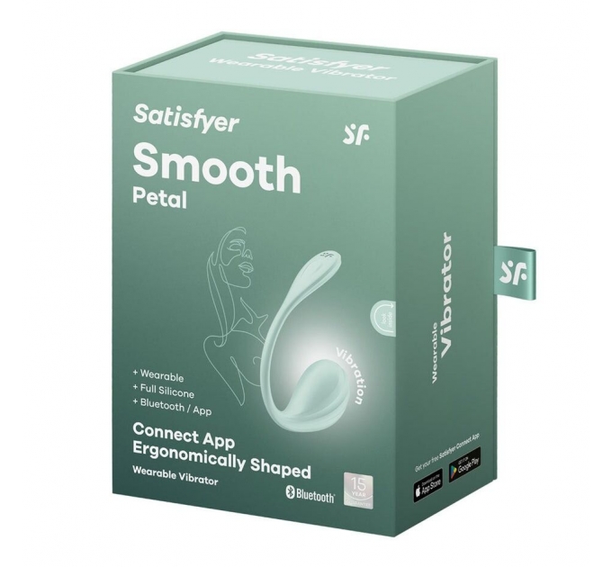 Виброяйцо Satisfyer Smooth Petal Connect App Light Blue