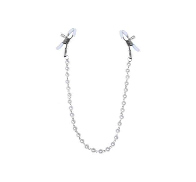 Зажимы для сосков с жемчугом Feral Feelings - Nipple clamps Pearls, серебро/белый